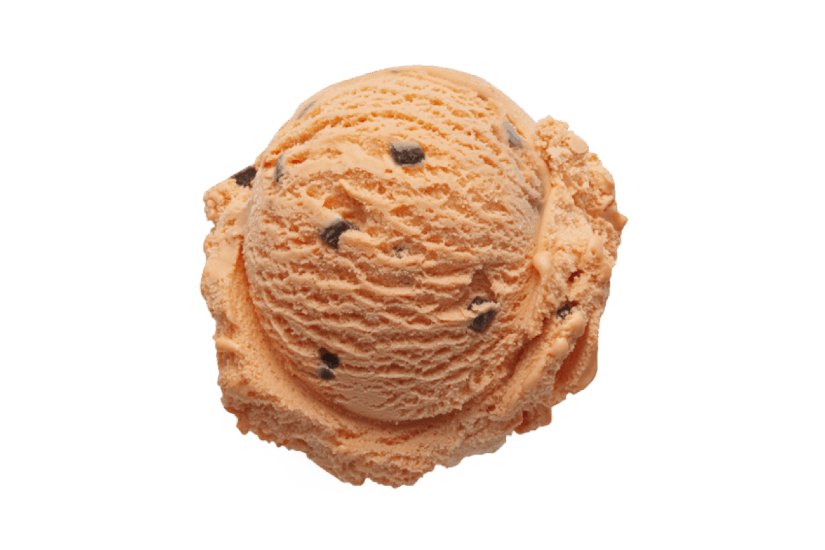 Orange Choc Chip ice cream scoop