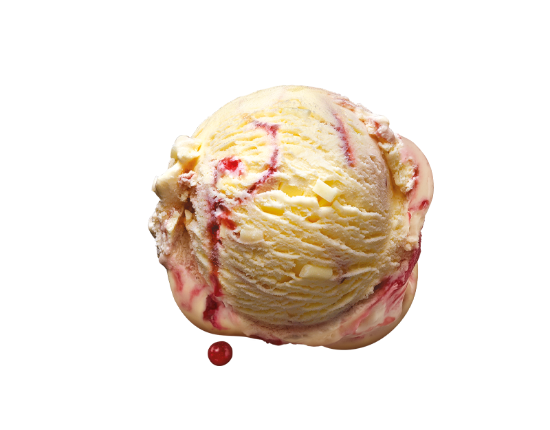 White Chocolate & Raspberry ice cream scoop